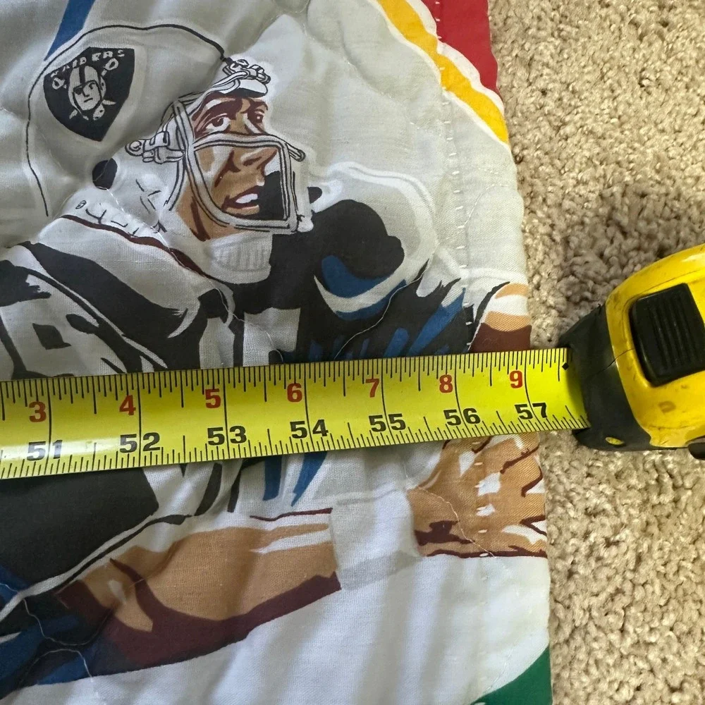 Vtg 90s NFL Football Quilted Bedding‎ Set Kids Twin Bedspread Window Sheet